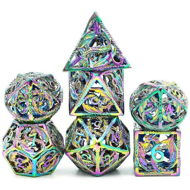 7 Piece Hollow Metal deals Dice Set Dragon Series