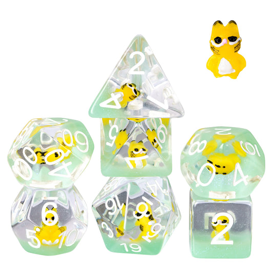 Transparent Yellow Cat - Dice Set