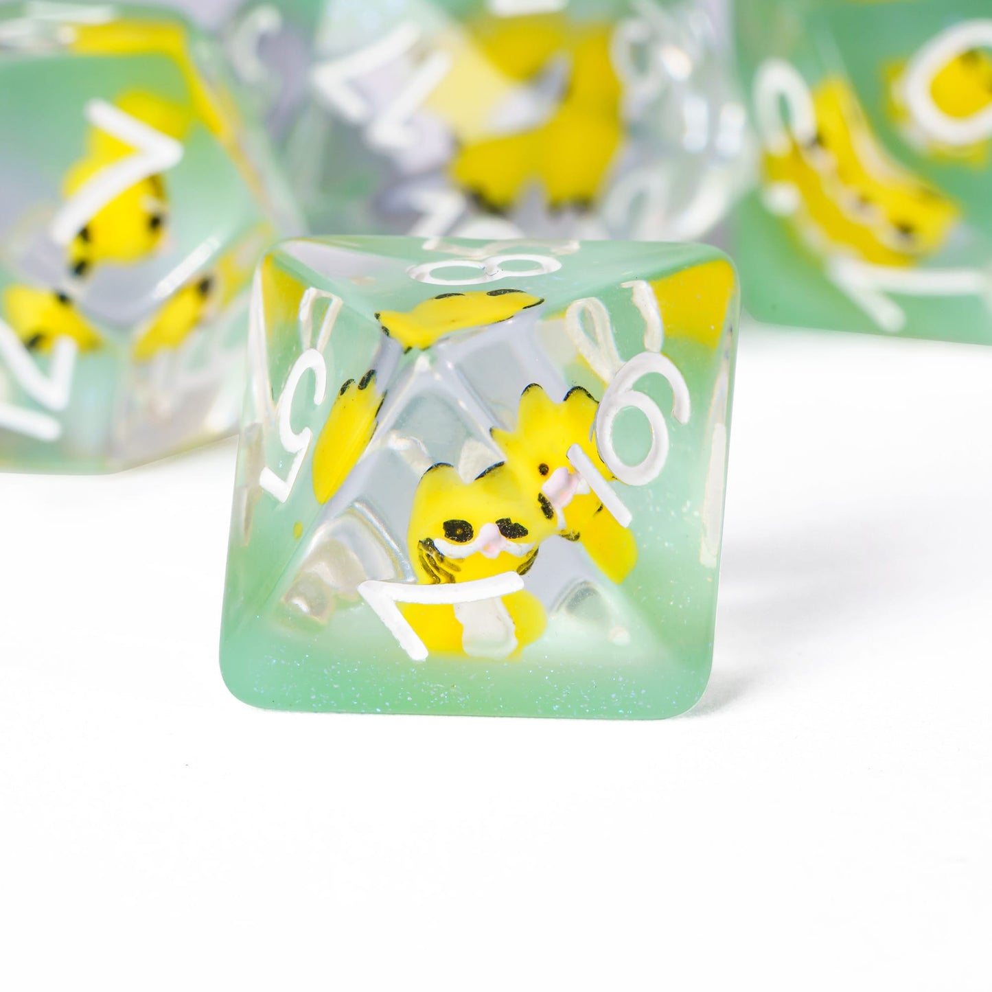 Transparent Yellow Cat - Dice Set