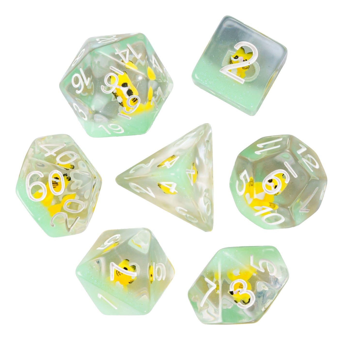 Transparent Yellow Cat - Dice Set