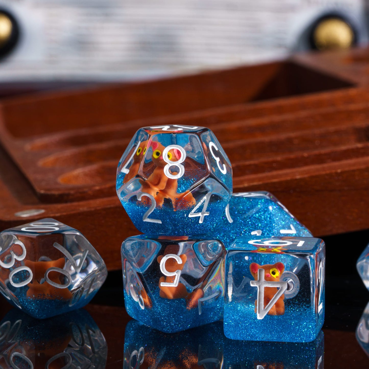 Transparent Brown Cat - Dice Set