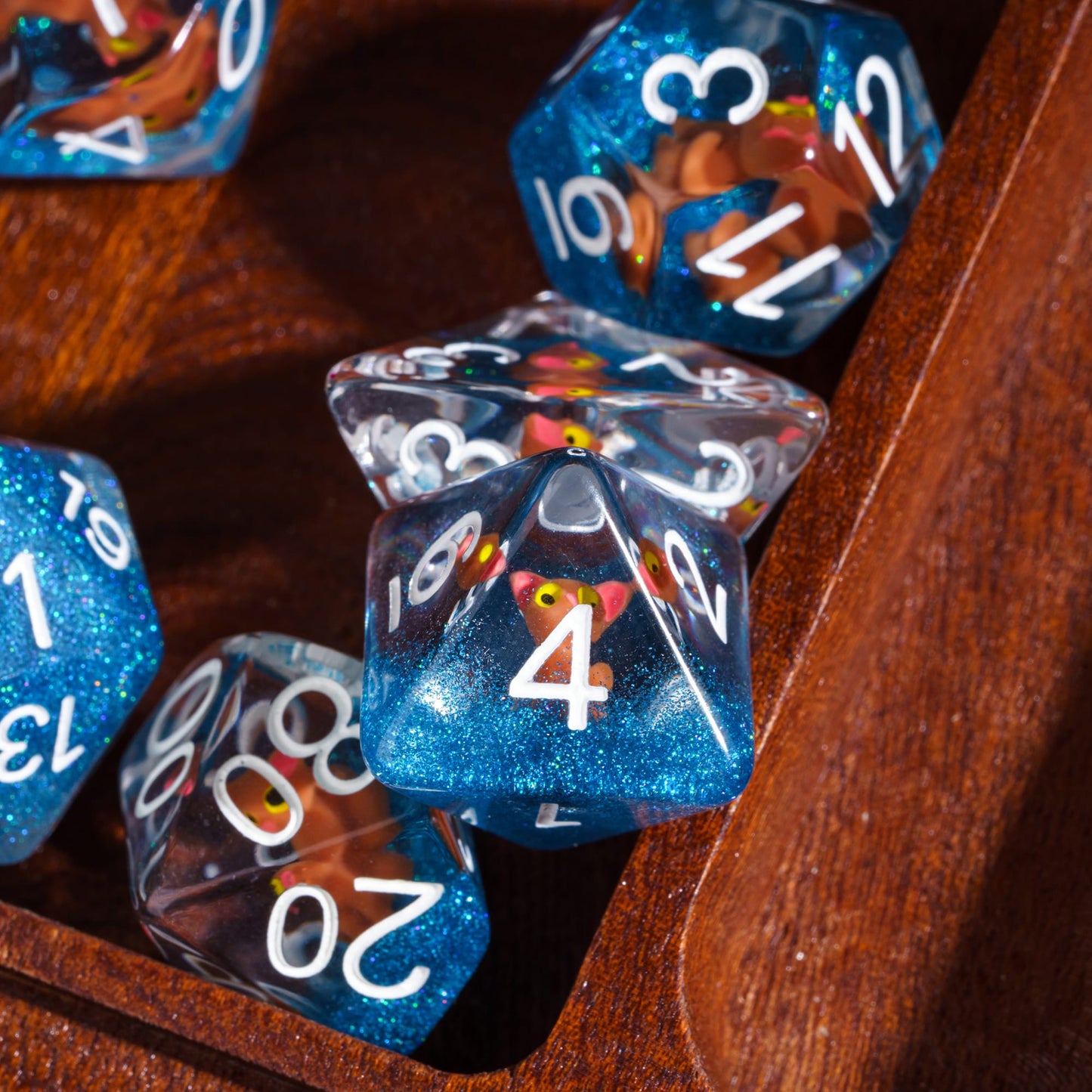 Transparent Brown Cat - Dice Set