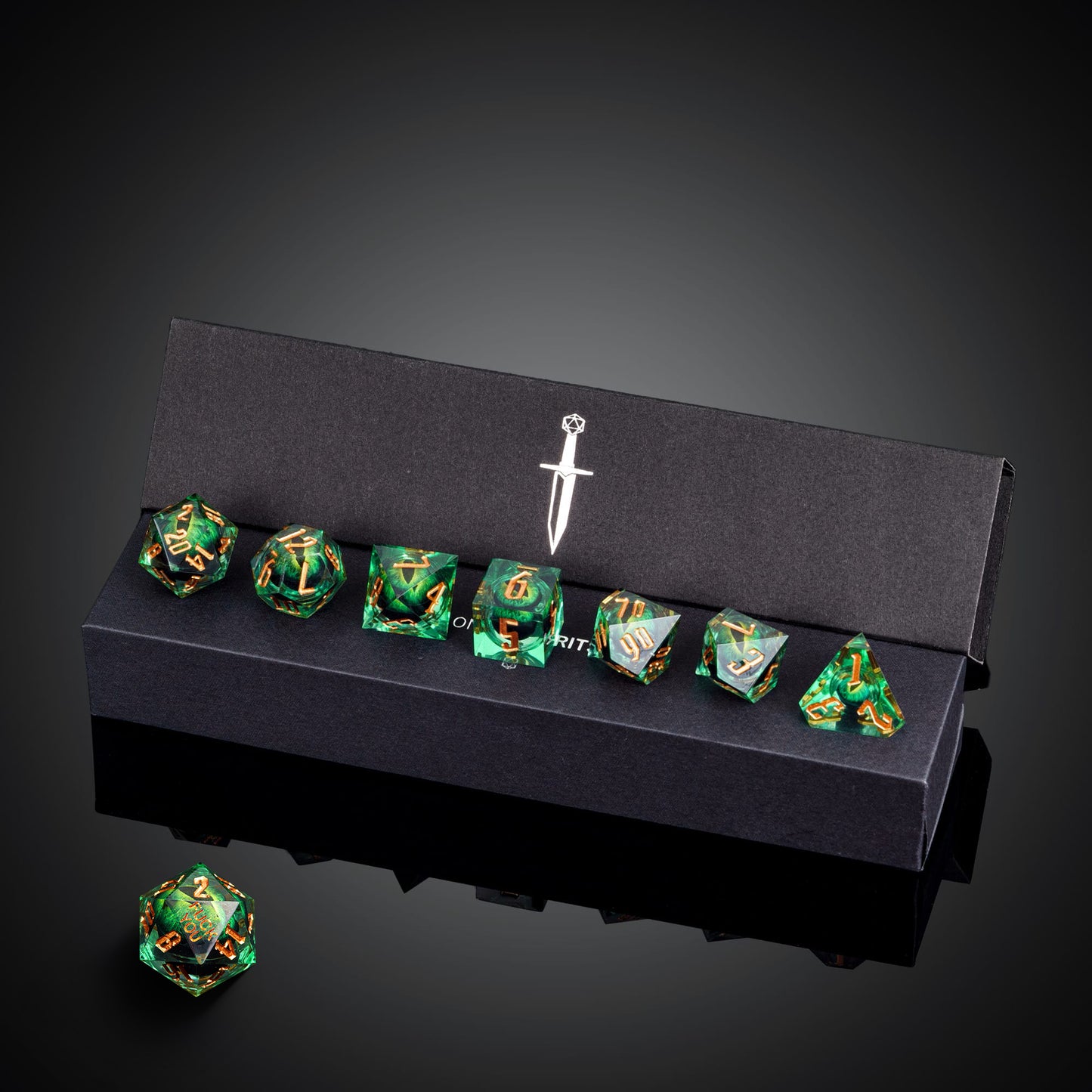 Dragon Eye (Green) - F*ck Me Sharp Edge Dice Set