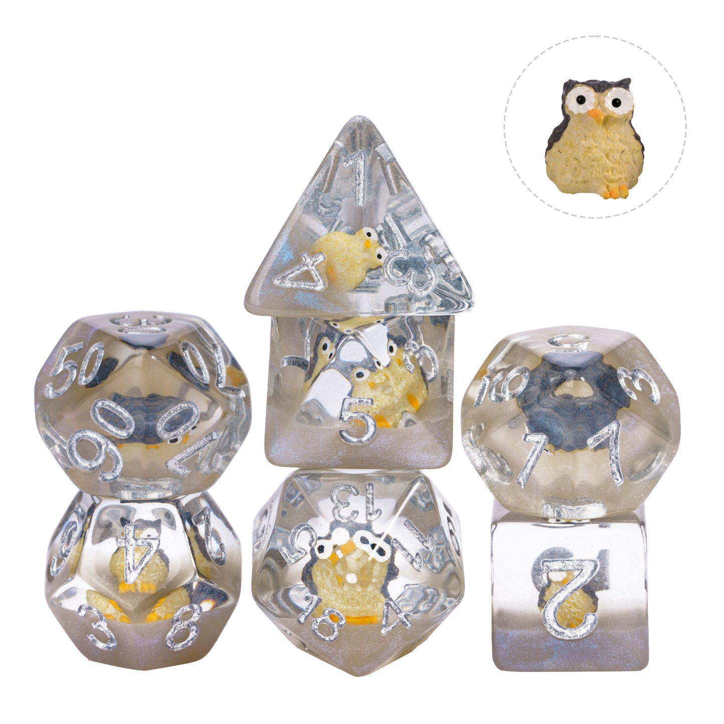 Transparent Brown Owl - Dice Set